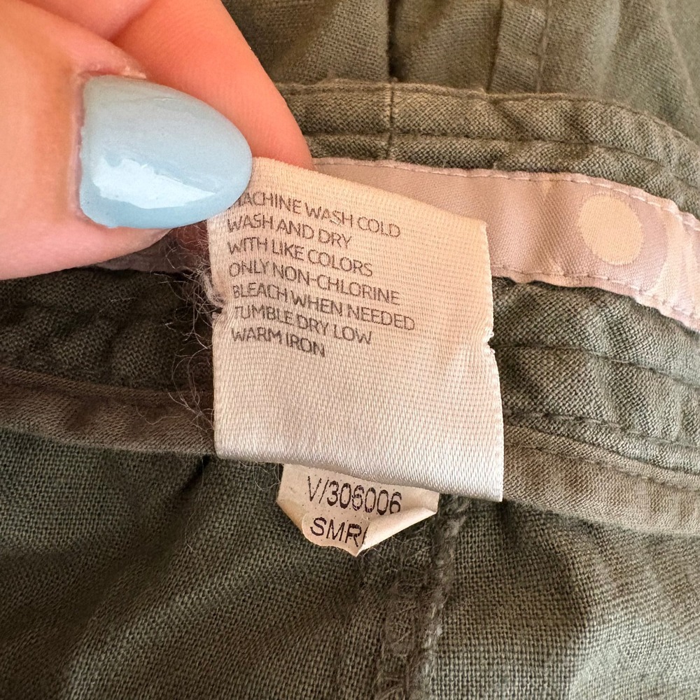 Old Navy Womens 18 Olive Green Linen Blend Mid-Rise Cargo Capri Pants Cropped - Picture 8 of 9